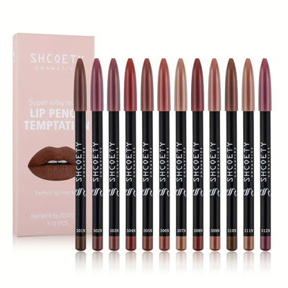 Private Label 12colors Smooth Lip Liner Waterproof Long Lasting Vegan Cruelty-free Non Stick Cup Easy to Colored Lipliner Makeup