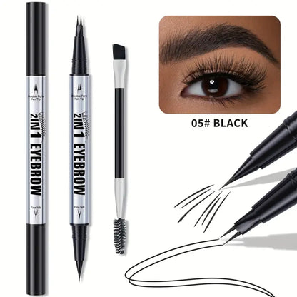 2-in-1 Waterproof Eyebrow Pencil,Waterproof Natural Eye Brow Pencils for Women, Non Dry Out and Last All Day