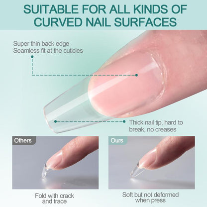 Nailpop 120pcs Gel Soft DIY Artificial Fingernails Long/Medium/Short Capsule Fake Nails Beginner-Friendly Soak off Extensions
