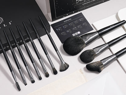 BEILI 10pcs Professional Wholesale Rose Silver Tube Synthetic Hair Vegan Luxury Makeup Brushes Set Contour Blush Brush Set
