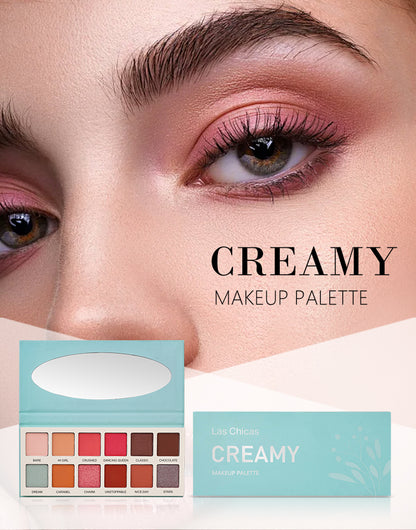 Las Chicas High Pigment Silky Smooth Paraben Free Vegan Cruelty Free Creamy 12 Color Eyeshadow Palette Makeup Palette