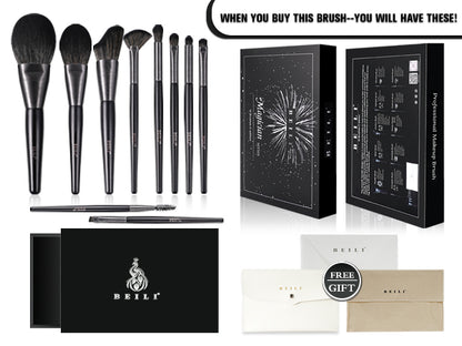 BEILI 10pcs Professional Wholesale Rose Silver Tube Synthetic Hair Vegan Luxury Makeup Brushes Set Contour Blush Brush Set