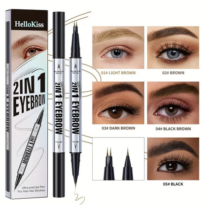 2-in-1 Waterproof Eyebrow Pencil,Waterproof Natural Eye Brow Pencils for Women, Non Dry Out and Last All Day