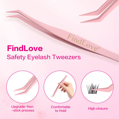 High Quality 5D Fluffy Self-Adhesive DIY Eyelashes Mixed Length False Glue Free Handmade Natural Style Pre-Bond Tweezer Set
