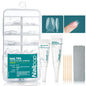 Handmade 120Pcs Half Matte Short Coffin Gel Nail Tips Kit Solid Nails Glue & Press on Nails Set with Square Pattern for Fingers