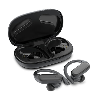 MyBat Pro Glide 5.3 True Wireless Earhooks Earbuds with Charging Case IPX5 Waterproof- Black