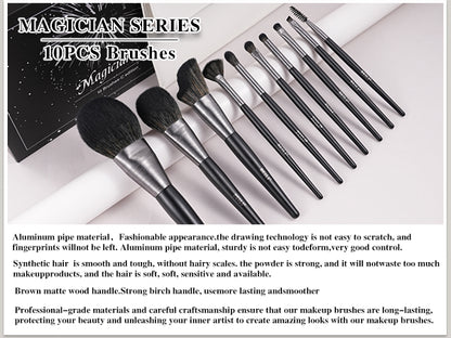 BEILI 10pcs Professional Wholesale Rose Silver Tube Synthetic Hair Vegan Luxury Makeup Brushes Set Contour Blush Brush Set